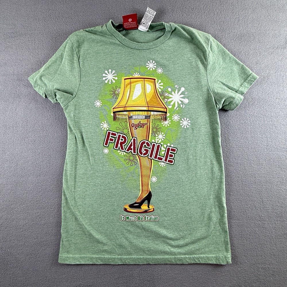 A Christmas Story T-Shirt Size Small Fragile Leg Lamp Movie Tee Green